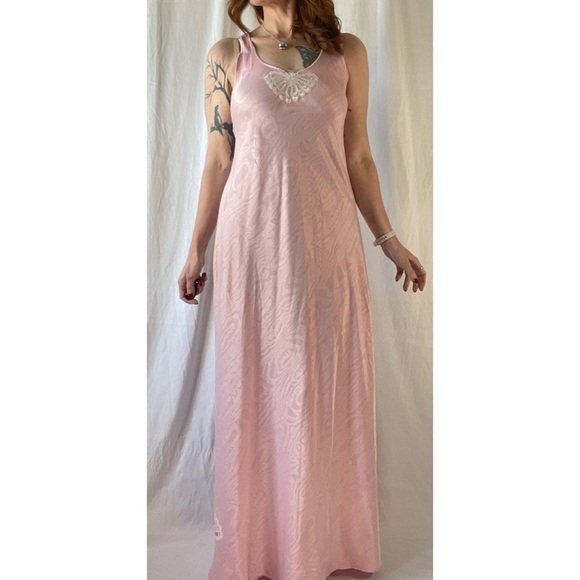 90’s Vintage Monochrome Prink Pale Punk Maxi Slip Nightgown - Picture 2 of 13